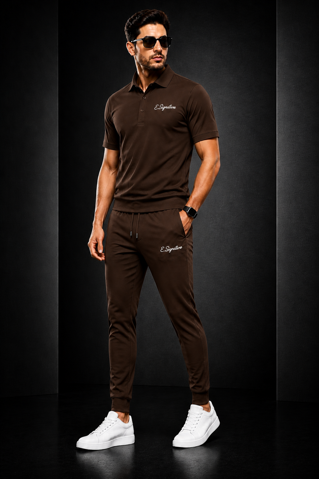 THE SIGNATURE BROWN TRACK SUIT