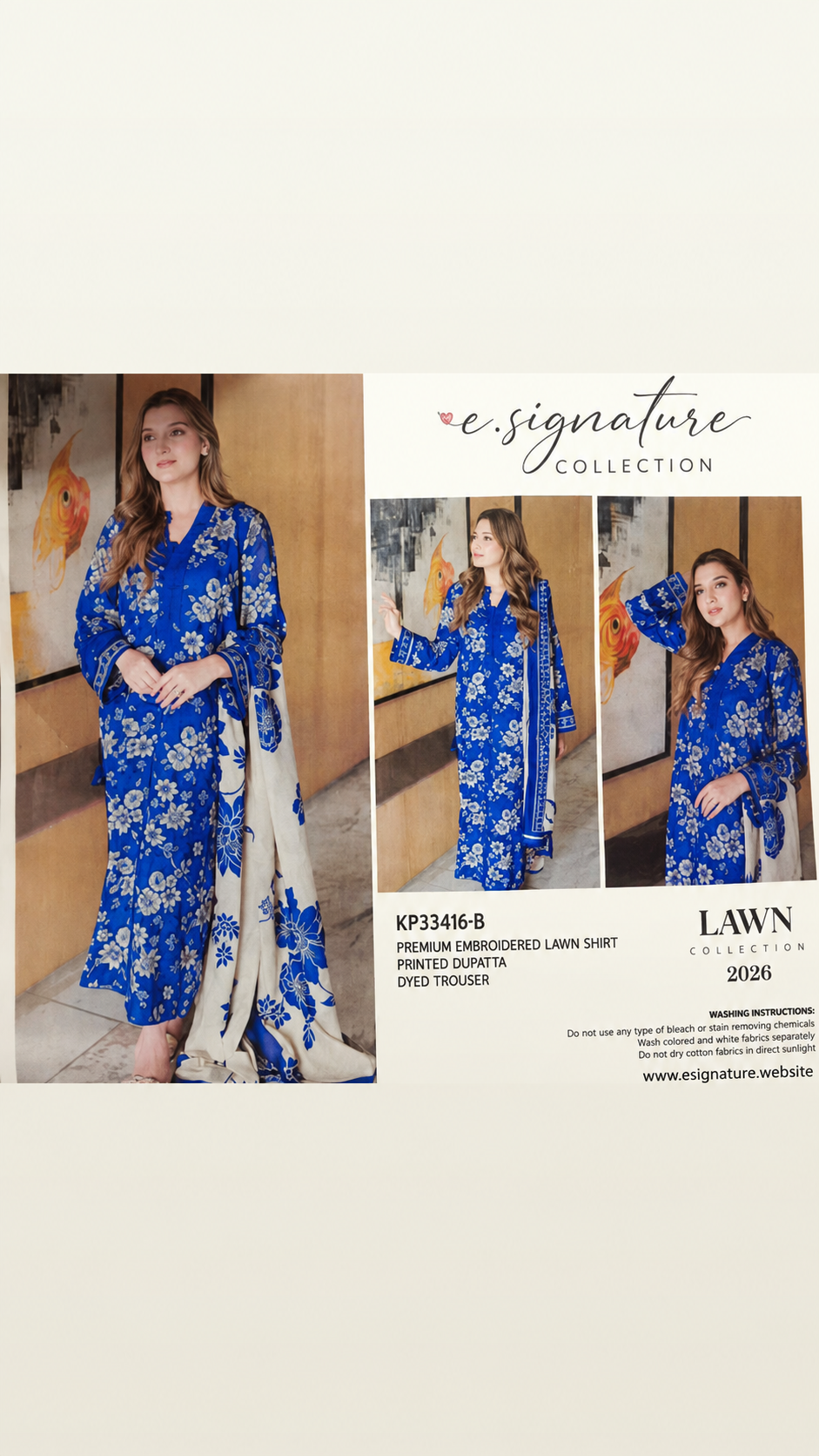 EMBROIDERED LUXURY LAWN LONG KURTA-BLUE