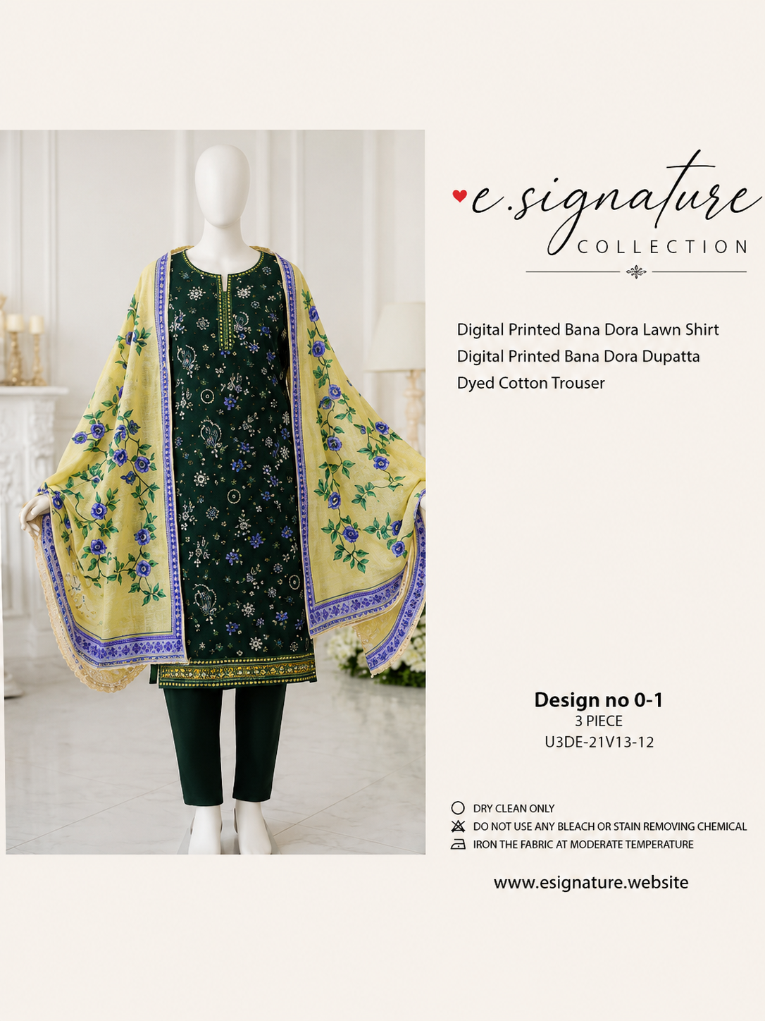 E,SIGNATURE MUSTARD EMBROIDERED 2-PIECE LAWN SUIT