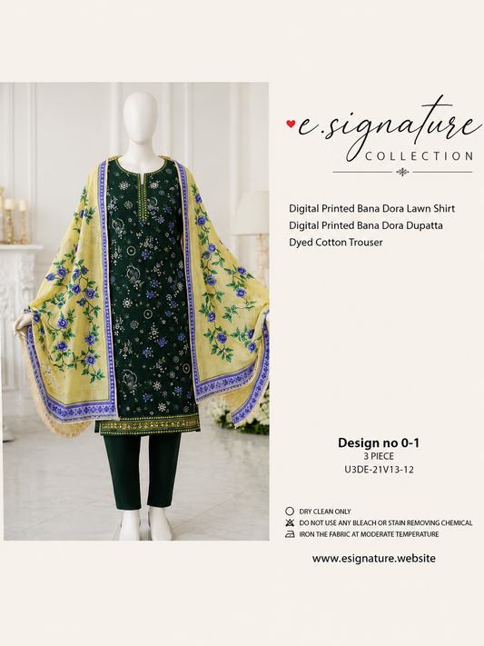 E,SIGNATURE MUSTARD EMBROIDERED 2-PIECE LAWN SUIT