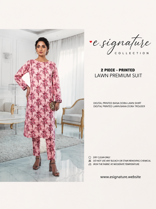 E.SIGNATURE MUSTRD EMBRODIERED KURTA&FLORAL PRINT TROUSER