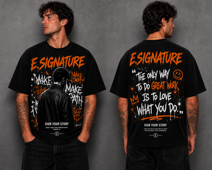 SIGNATURE BLACK & ORANGE TYPOGRAPHY GRAPHIC TEE