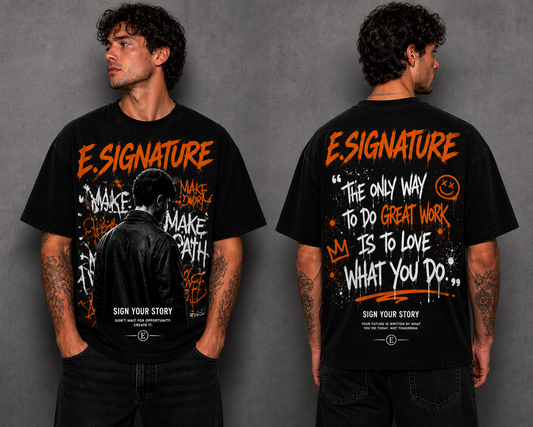 SIGNATURE BLACK & ORANGE TYPOGRAPHY GRAPHIC TEE