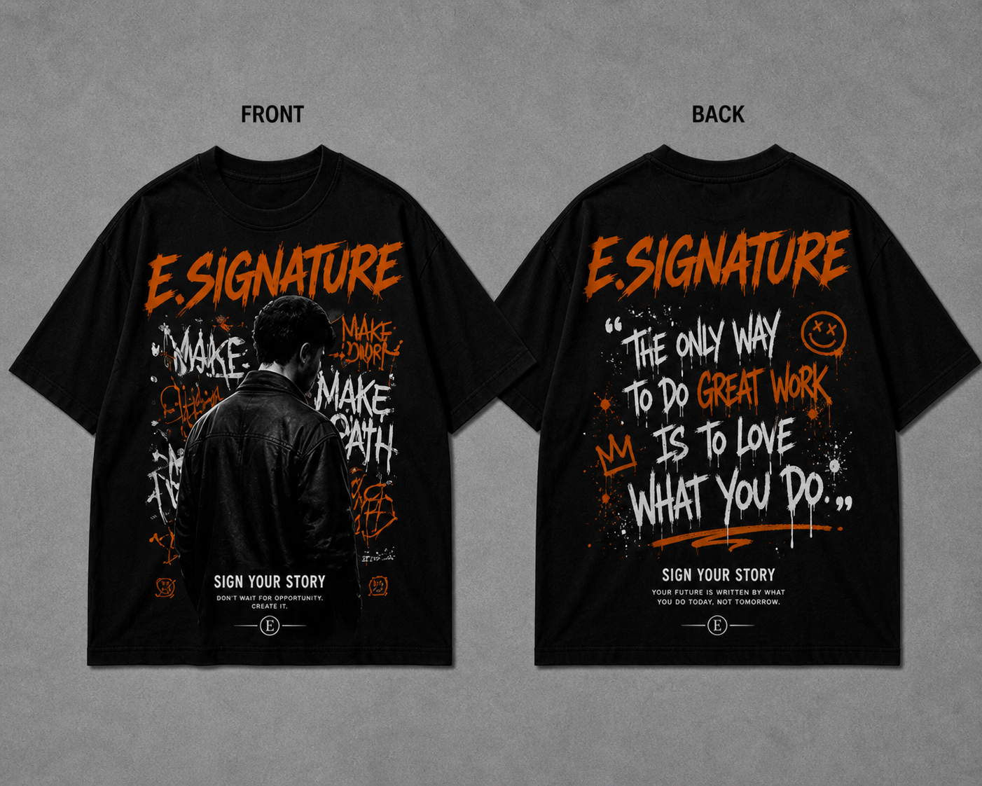 SIGNATURE BLACK & ORANGE TYPOGRAPHY GRAPHIC TEE