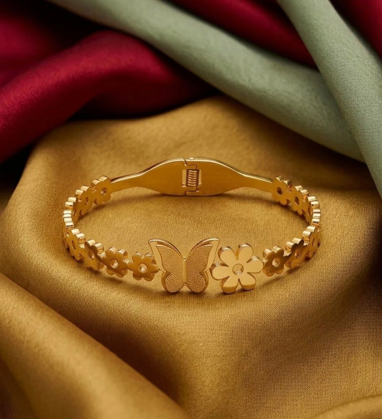 E.SIGNATURE PREMIUM GOLD PLATED BUTTERFLY & FLORAL CHARM BANGLE NEW DESGINS FOR GIRLS