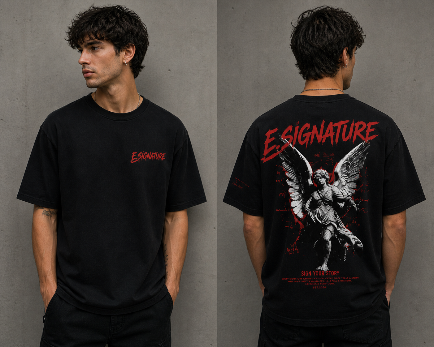 E.SIGNATURE GUARDIAN GRAPHIC TEE-BLACK