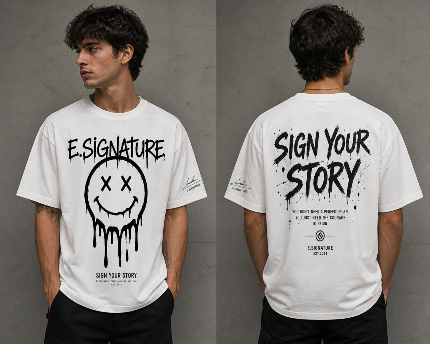 MELTING SMILEY GRAPHIC TEE | E.SIGNATURE
