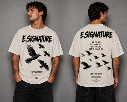 E.SIGNATURE SOARING BIRDS GRAPHIC T-SHIRT