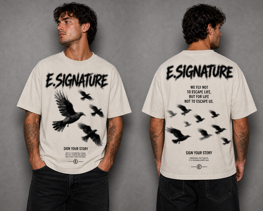 E.SIGNATURE SOARING BIRDS GRAPHIC T-SHIRT