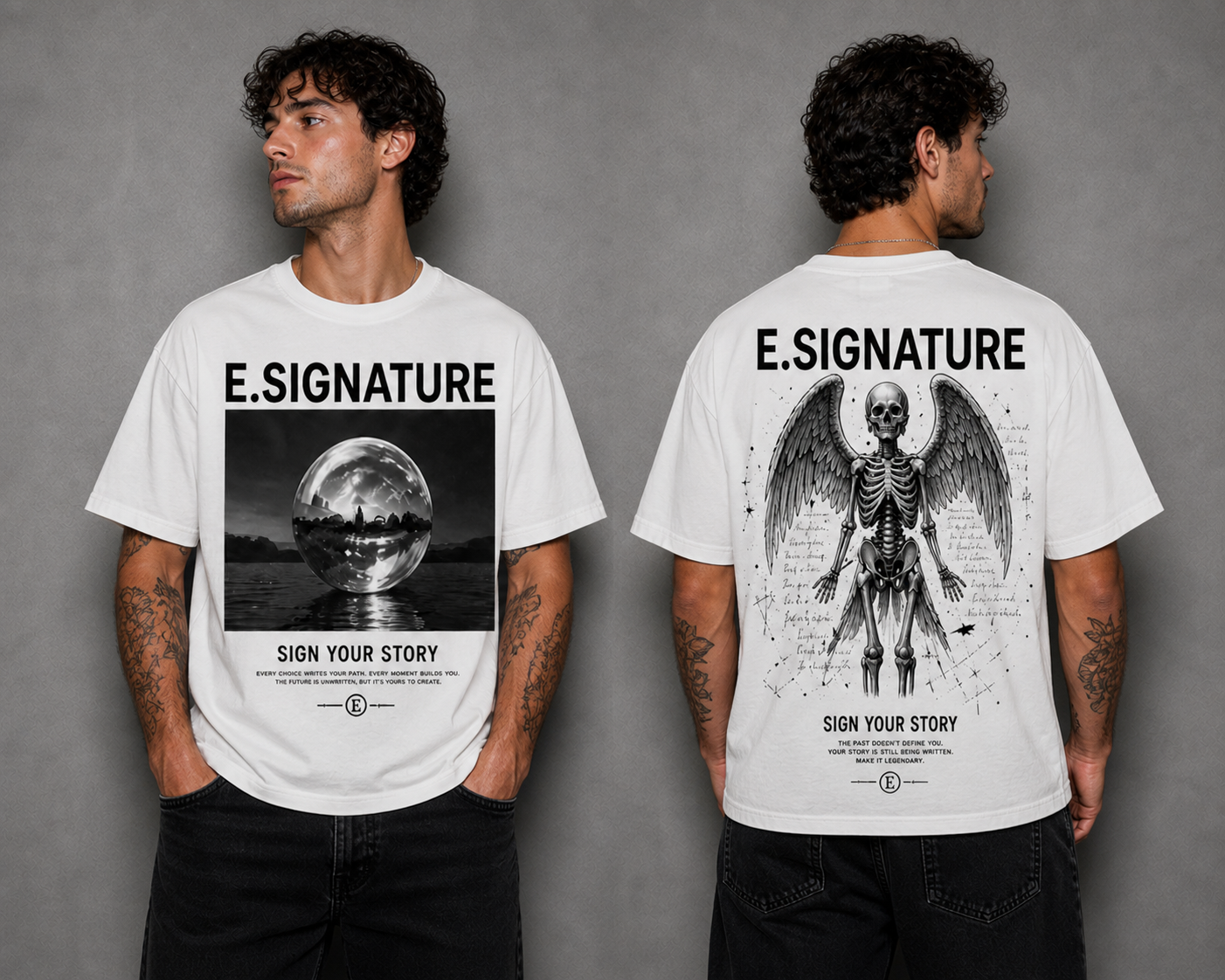 E.SIGNATURE ANGELIC GUARDIAN GRAPHIC T-SHIRT