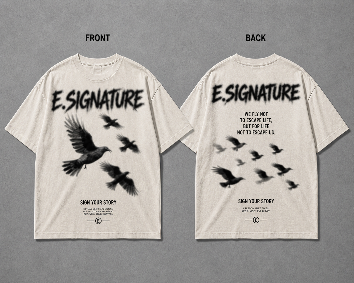 E.SIGNATURE SOARING BIRDS GRAPHIC T-SHIRT