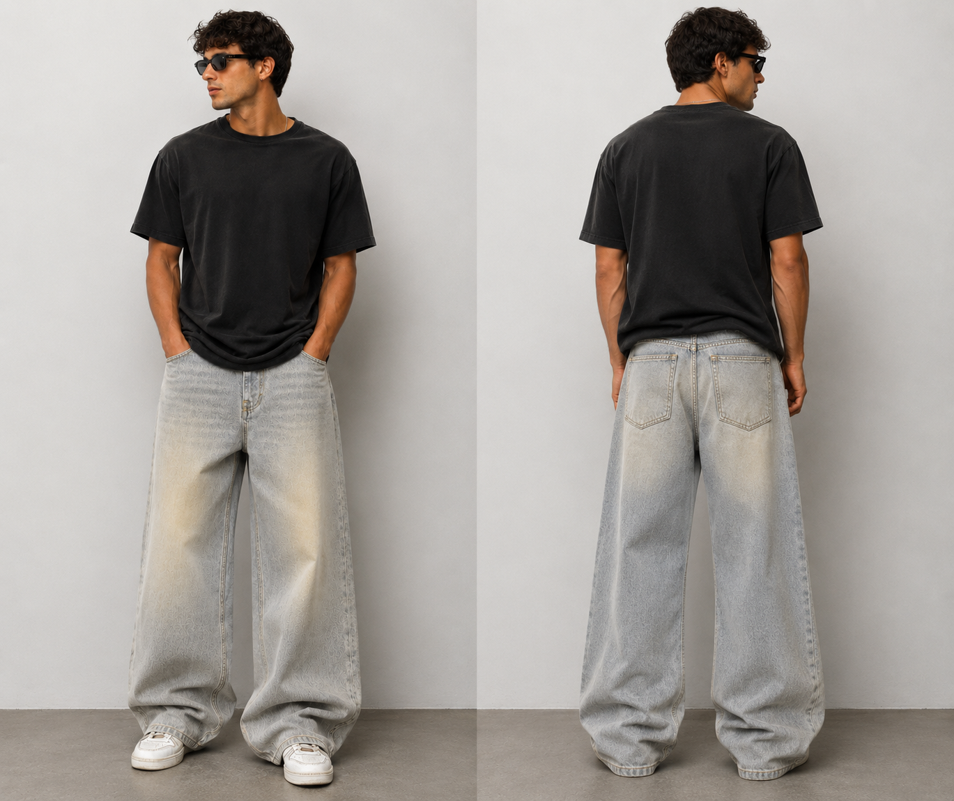 E.SIGNATURE LIGHT WASH BAGGY JEANS